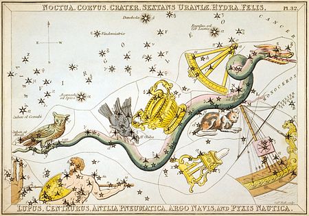 File:Sidney Hall - Urania's Mirror - Noctua, Corvus, Crater, Sextans Uraniæ, Hydra, Felis, Lupus, Centaurus, Antlia Pneumatica, Argo Navis, and Pyxis Nautica.jpg